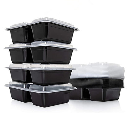 Reusable 2-Compartment Meal Prep Containers 4pcs by HitMyNeed