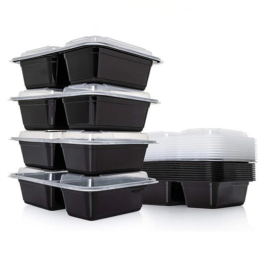 Reusable 2-Compartment Meal Prep Containers 4pcs by HitMyNeed