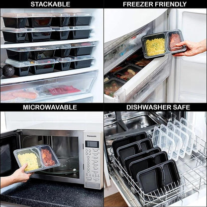Reusable 2-Compartment Meal Prep Containers by HitMyNeed