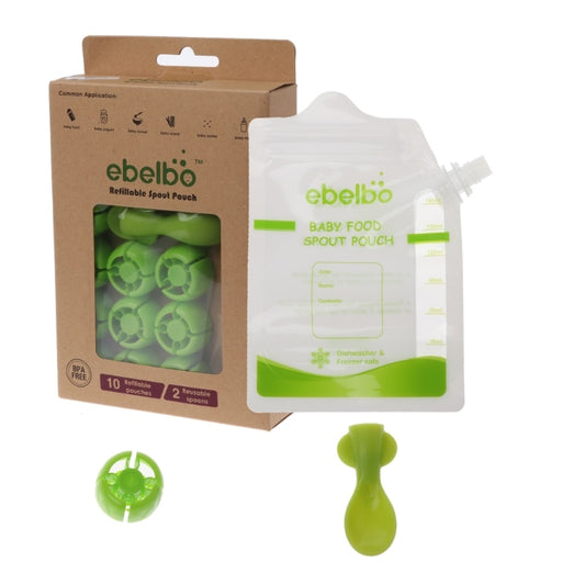 Reusable Baby Food Pouch Spoons Set with Lids (10pcs) by HitMyNeed
