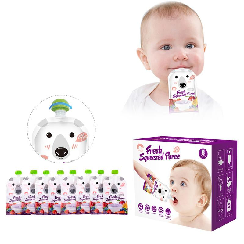 Reusable Baby Food Pouches 200ml (Set of 8) by HitMyNeed