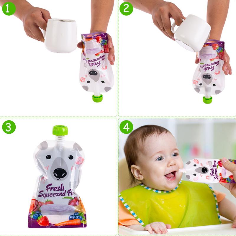 Reusable Baby Food Pouches 200ml (Set of 8) by HitMyNeed