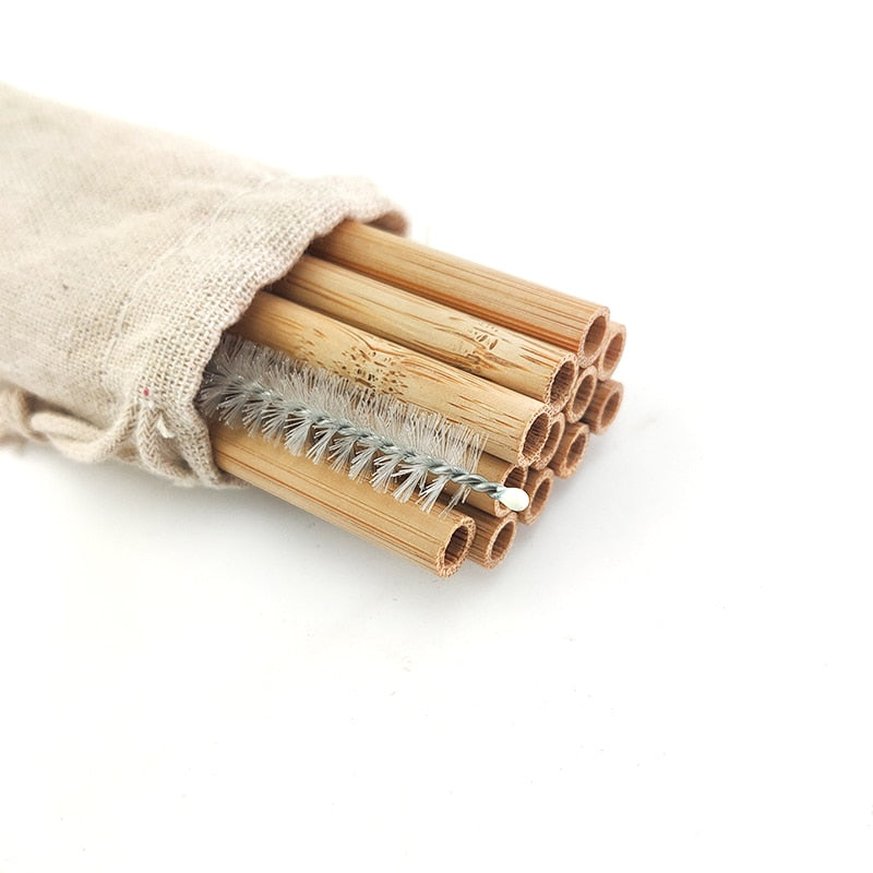 Reusable Bamboo Drinking Straws with Cleaning Brush by HitMyNeed