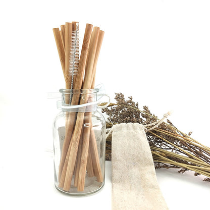 Reusable Bamboo Drinking Straws with Cleaning Brush by HitMyNeed