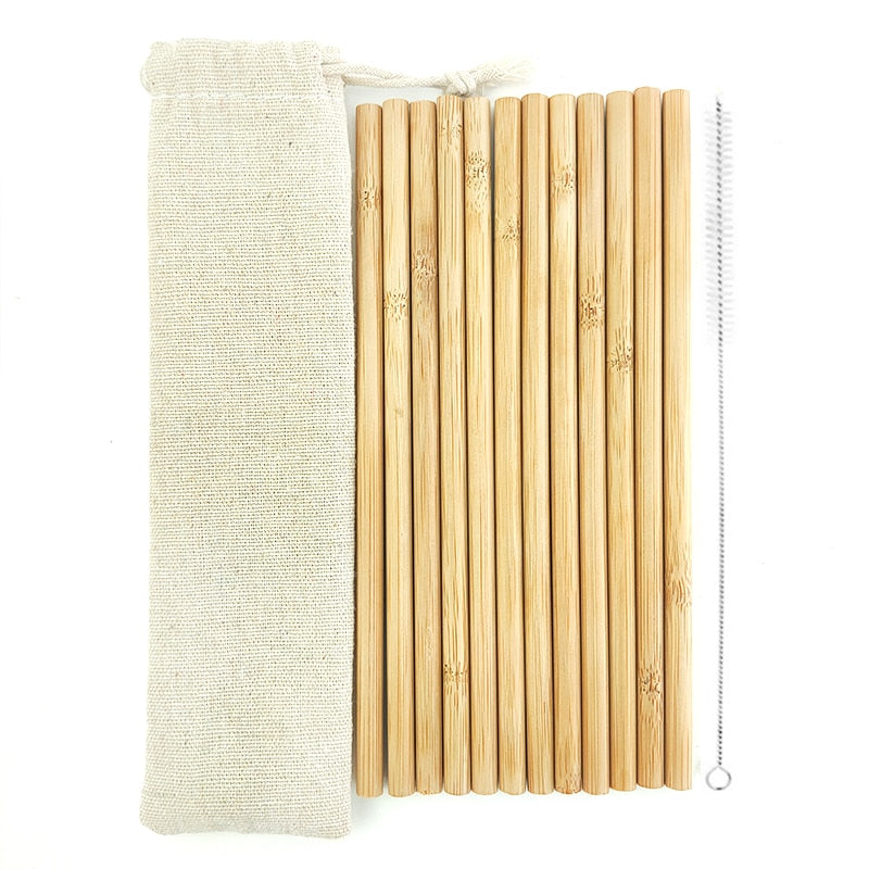 Reusable Bamboo Drinking Straws with Cleaning Brush by HitMyNeed
