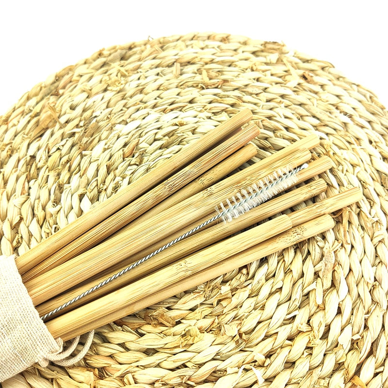 Reusable Bamboo Drinking Straws with Cleaning Brush by HitMyNeed