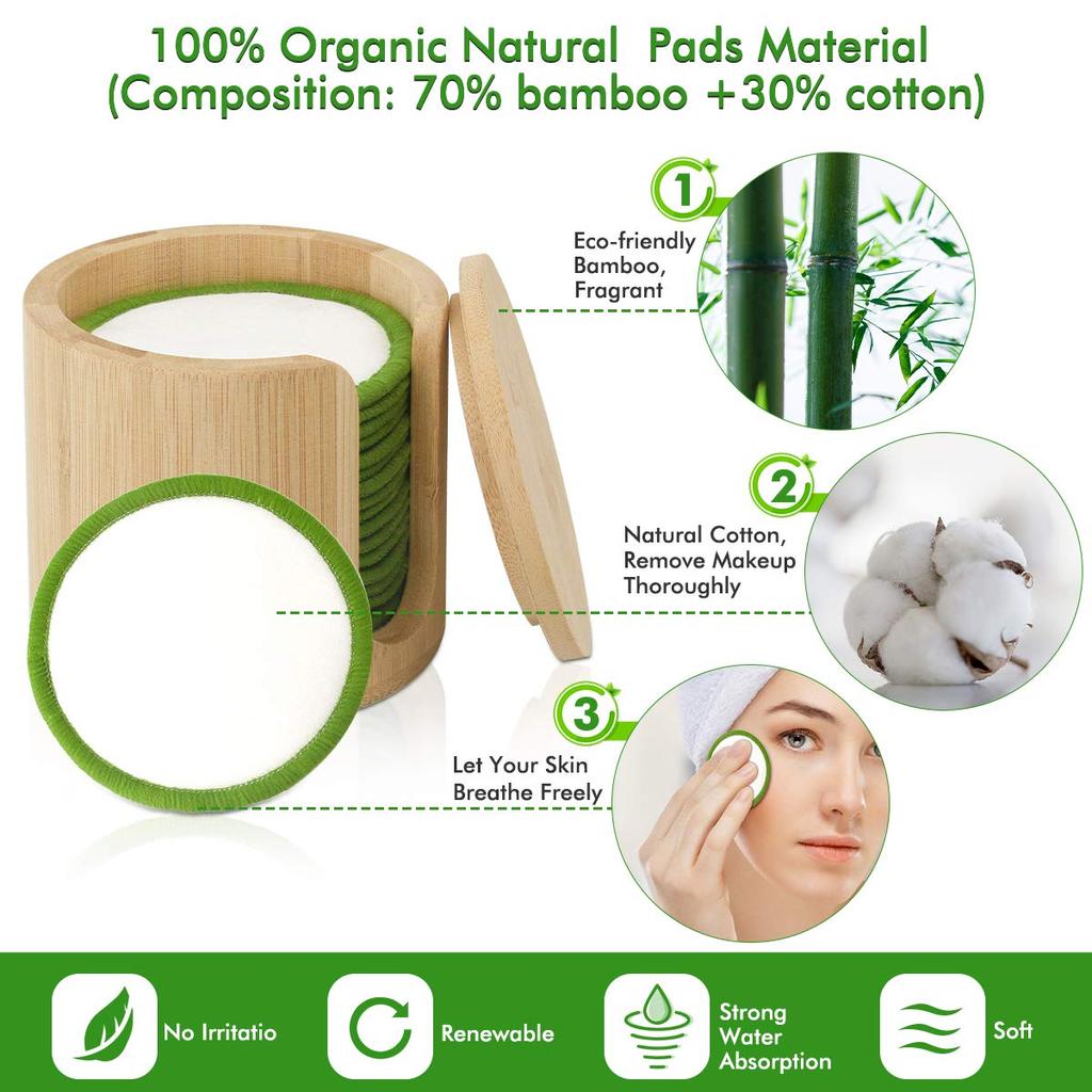 Reusable Bamboo Makeup Remover Pads (Set of 16) by HitMyNeed