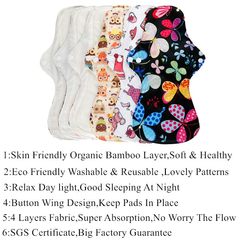 Reusable Bamboo Sanitary Pads for Heavy Flow (Set of 10) by HitMyNeed