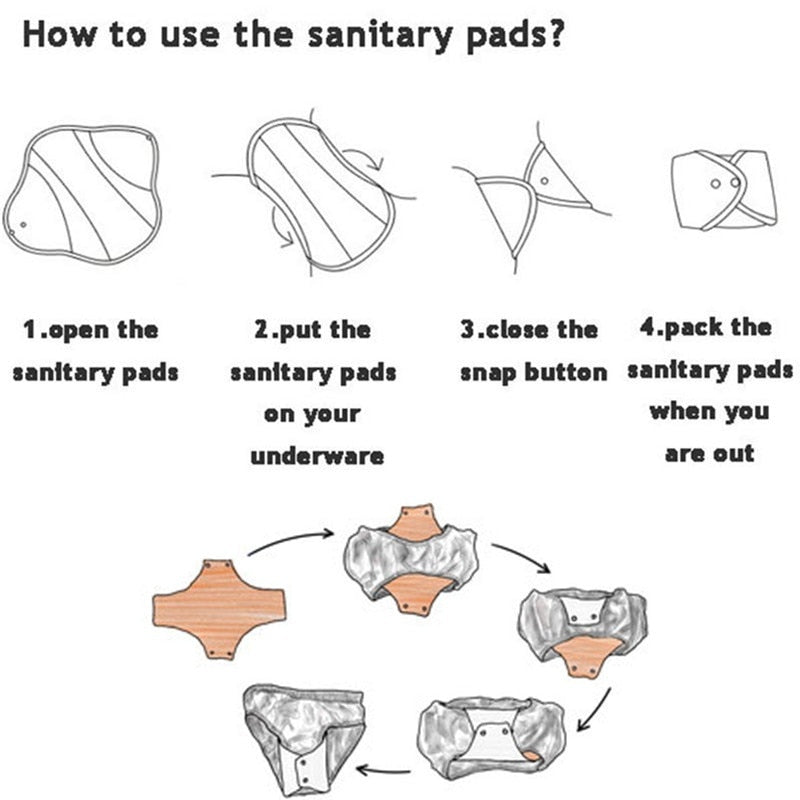 Reusable Bamboo Sanitary Pads for Heavy Flow (Set of 10) by HitMyNeed