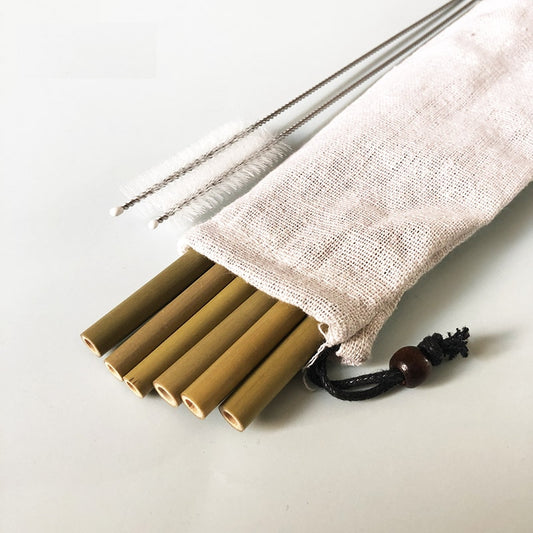Reusable Bamboo Straw Set with Cleaning Brushes by HitMyNeed