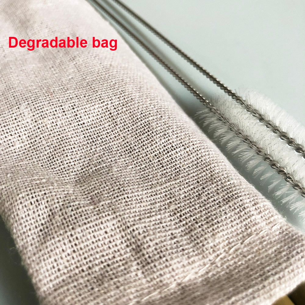 Reusable Bamboo Straw Set with Cleaning Brushes by HitMyNeed