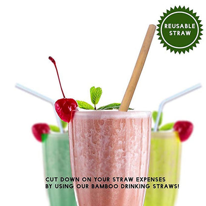 Reusable Bamboo Straw Set with Cleaning Brushes by HitMyNeed