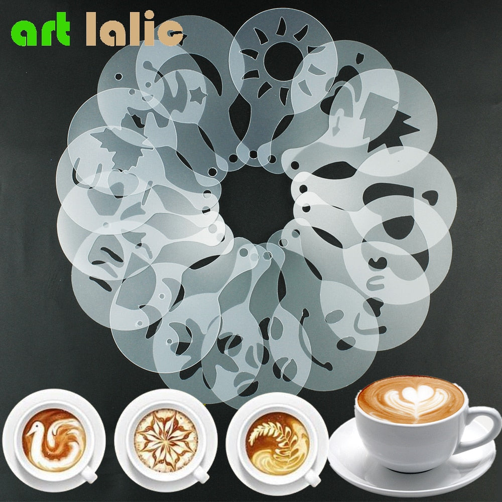 Reusable Cappuccino & Latte Art Stencils (16 Pack) by HitMyNeed