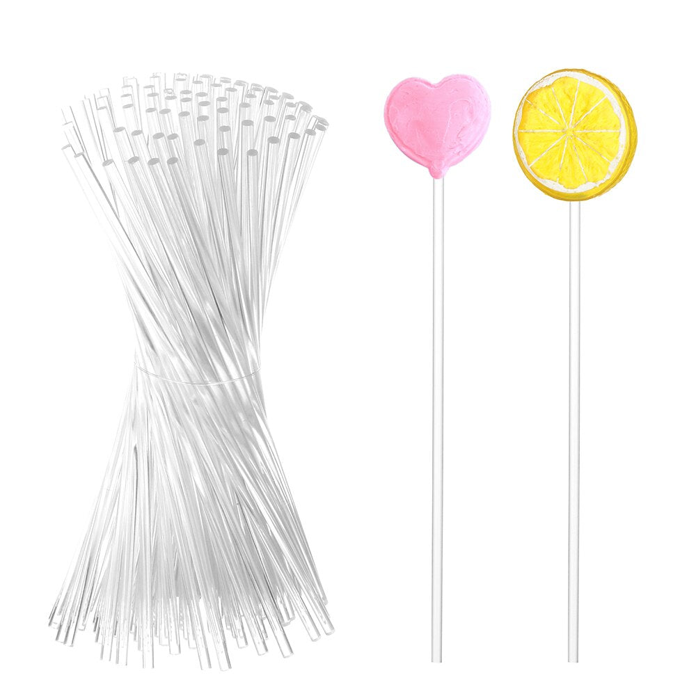 Reusable Clear Acrylic Lollipop Sticks (100 Pack) by HitMyNeed