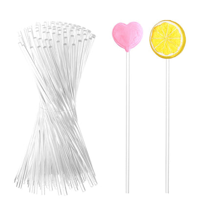 Reusable Clear Acrylic Lollipop Sticks (100 Pack) by HitMyNeed