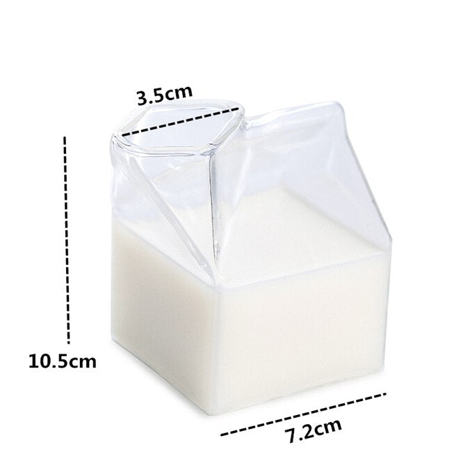 Reusable Clear Glass Milk Carton Jug 400ml by HitMyNeed