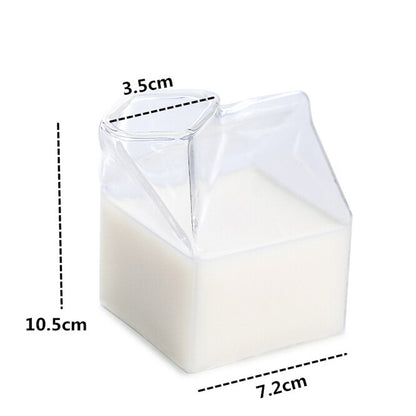 Reusable Clear Glass Milk Carton Jug 400ml by HitMyNeed