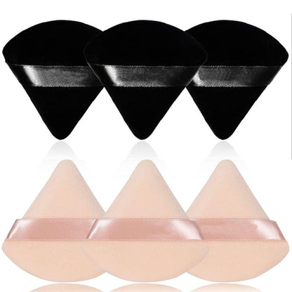 Reusable Cotton Triangle Puff Sponges - 6 Pack black-and-beige by HitMyNeed