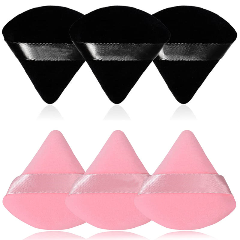 Reusable Cotton Triangle Puff Sponges - 6 Pack black-and-pink by HitMyNeed