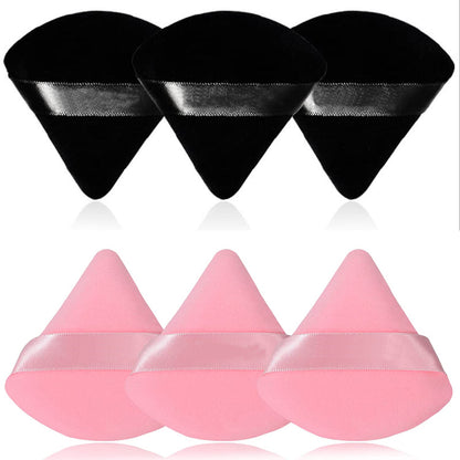 Reusable Cotton Triangle Puff Sponges - 6 Pack black-and-pink by HitMyNeed