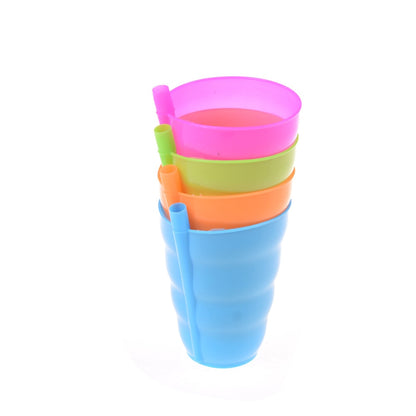 Reusable Drinking Cups with Built-In Straw (Set of 4) by HitMyNeed