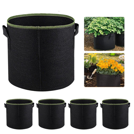 Reusable Felt Grow Bags with Handles (Set of 5) 5-pcs-12l3-gallons by HitMyNeed