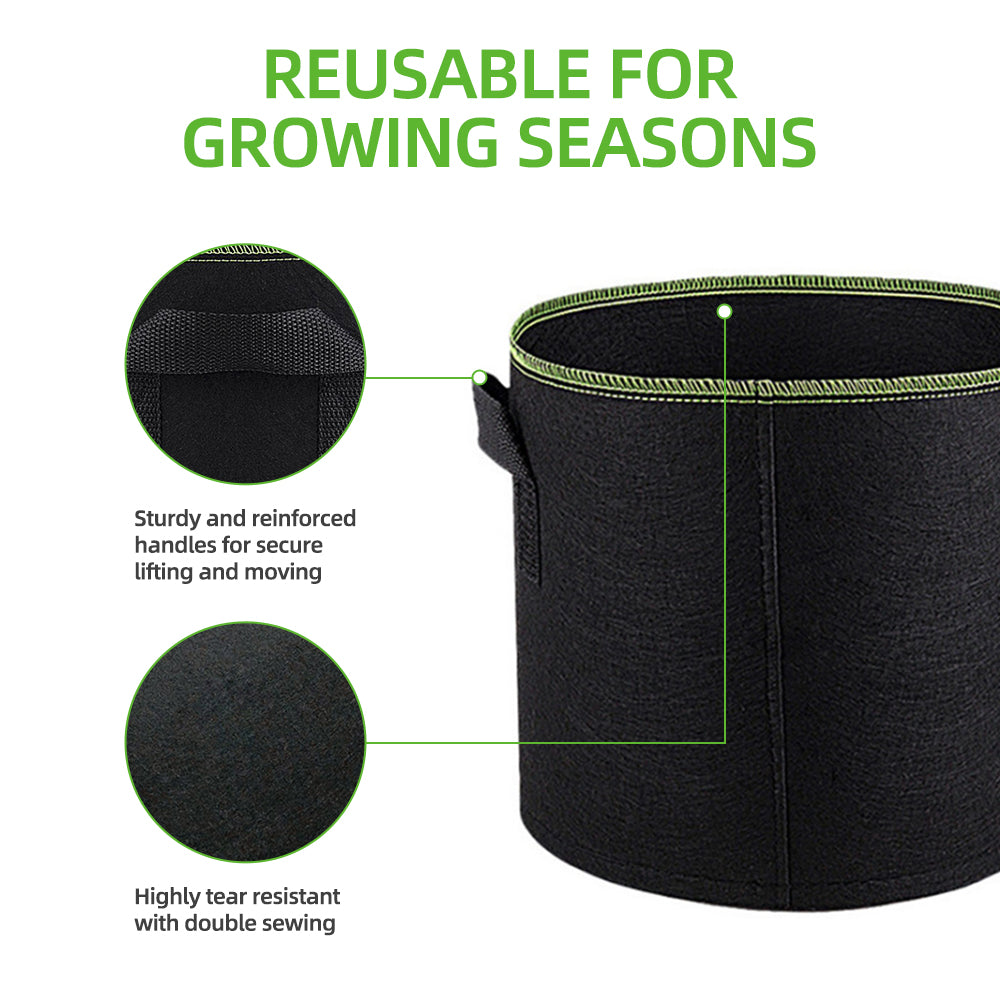 Reusable Felt Grow Bags with Handles (Set of 5) 5-pcs-23l5-gallons by HitMyNeed