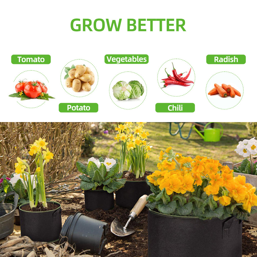Reusable Felt Grow Bags with Handles (Set of 5) 5-pcs-mixed-set by HitMyNeed