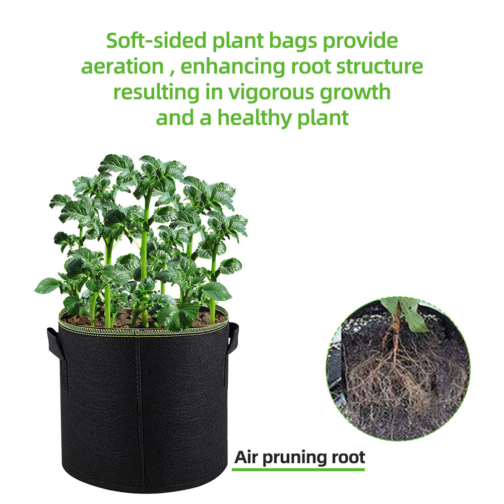 Reusable Felt Grow Bags with Handles (Set of 5) 5pcs-39l10-gallons by HitMyNeed