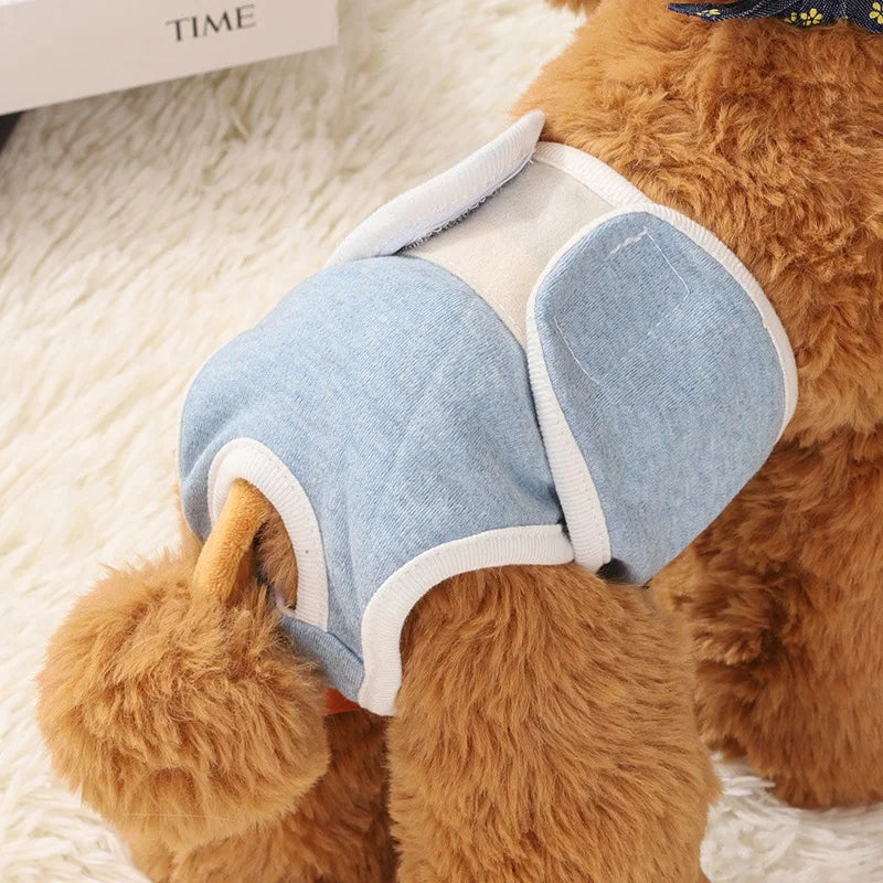 Reusable Female Dog Diaper Pants for Heat & Incontinence blue s by HitMyNeed