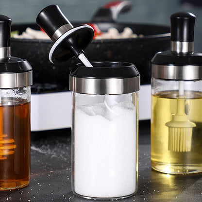 Reusable Glass Condiment & Spice Bottle with Server by HitMyNeed