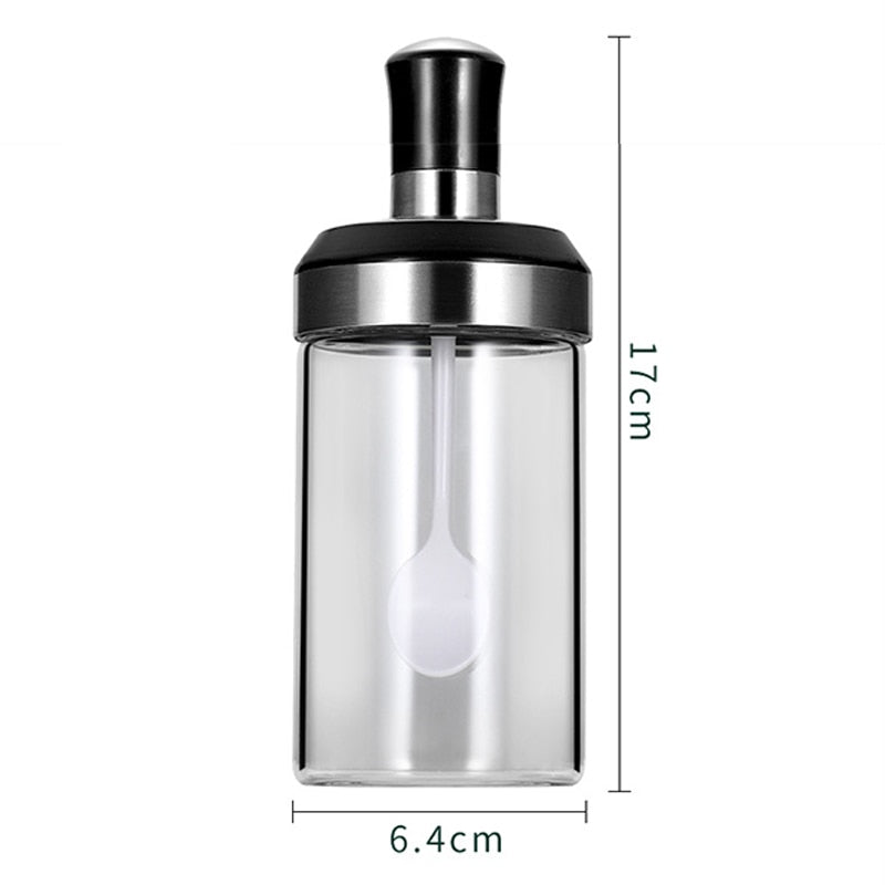 Reusable Glass Condiment & Spice Bottle with Server by HitMyNeed