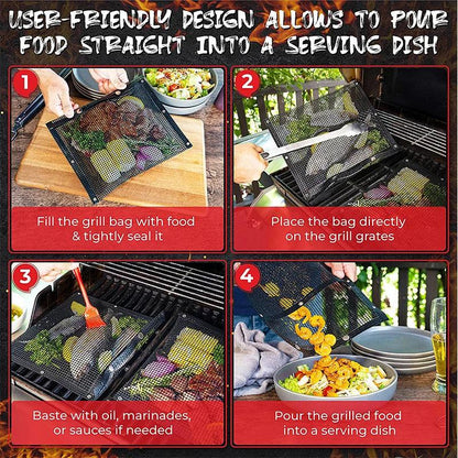Reusable Mesh Grill Bags for BBQ & Smokers S - 24x14cm by HitMyNeed