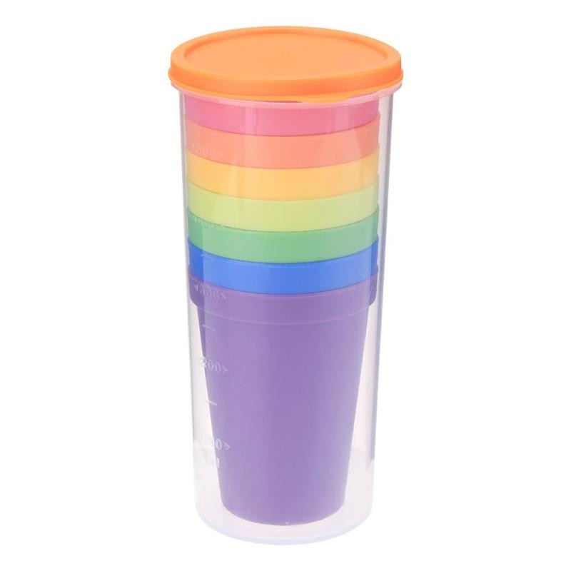 Reusable Rainbow Plastic Cups Set with Storage Tube by HitMyNeed