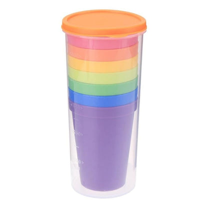 Reusable Rainbow Plastic Cups Set with Storage Tube by HitMyNeed