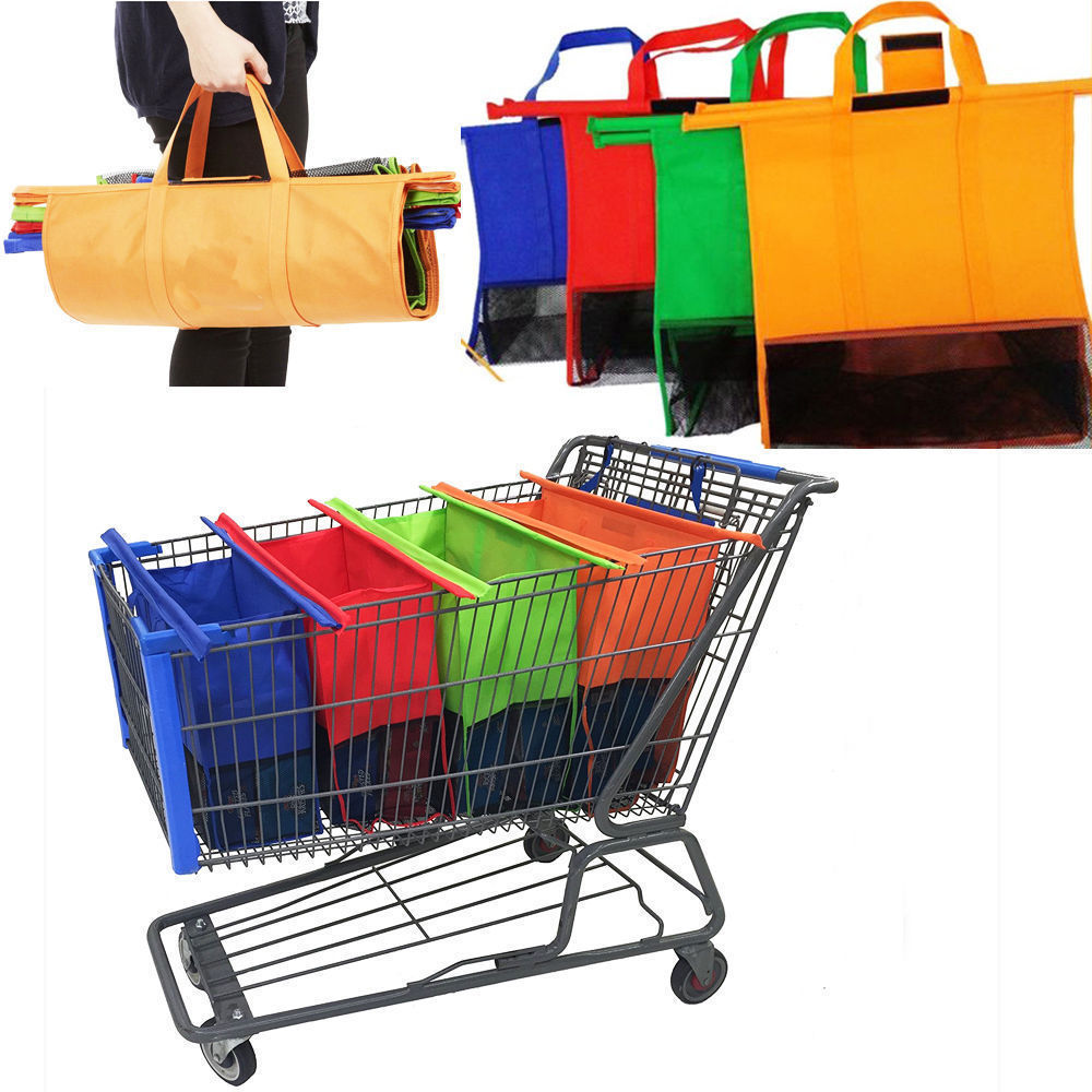 Reusable Shopping Trolley Bags Set of 4 with Insulated Bag by HitMyNeed