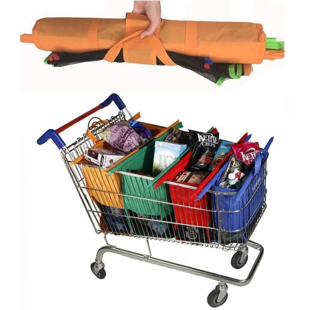 Reusable Shopping Trolley Bags Set of 4 with Insulated Bag by HitMyNeed