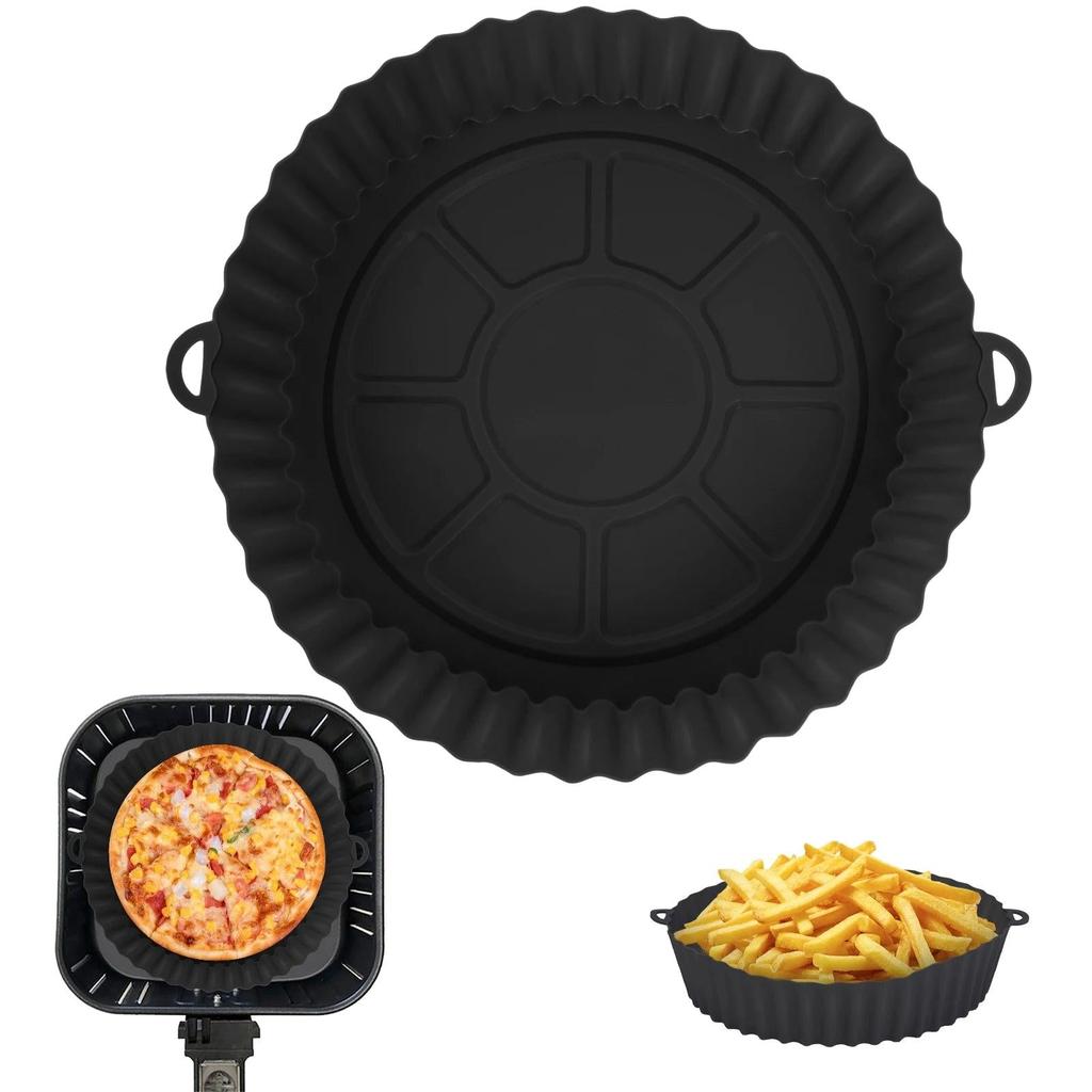 Reusable Silicone Air Fryer Tray with Handles black-20cm by HitMyNeed