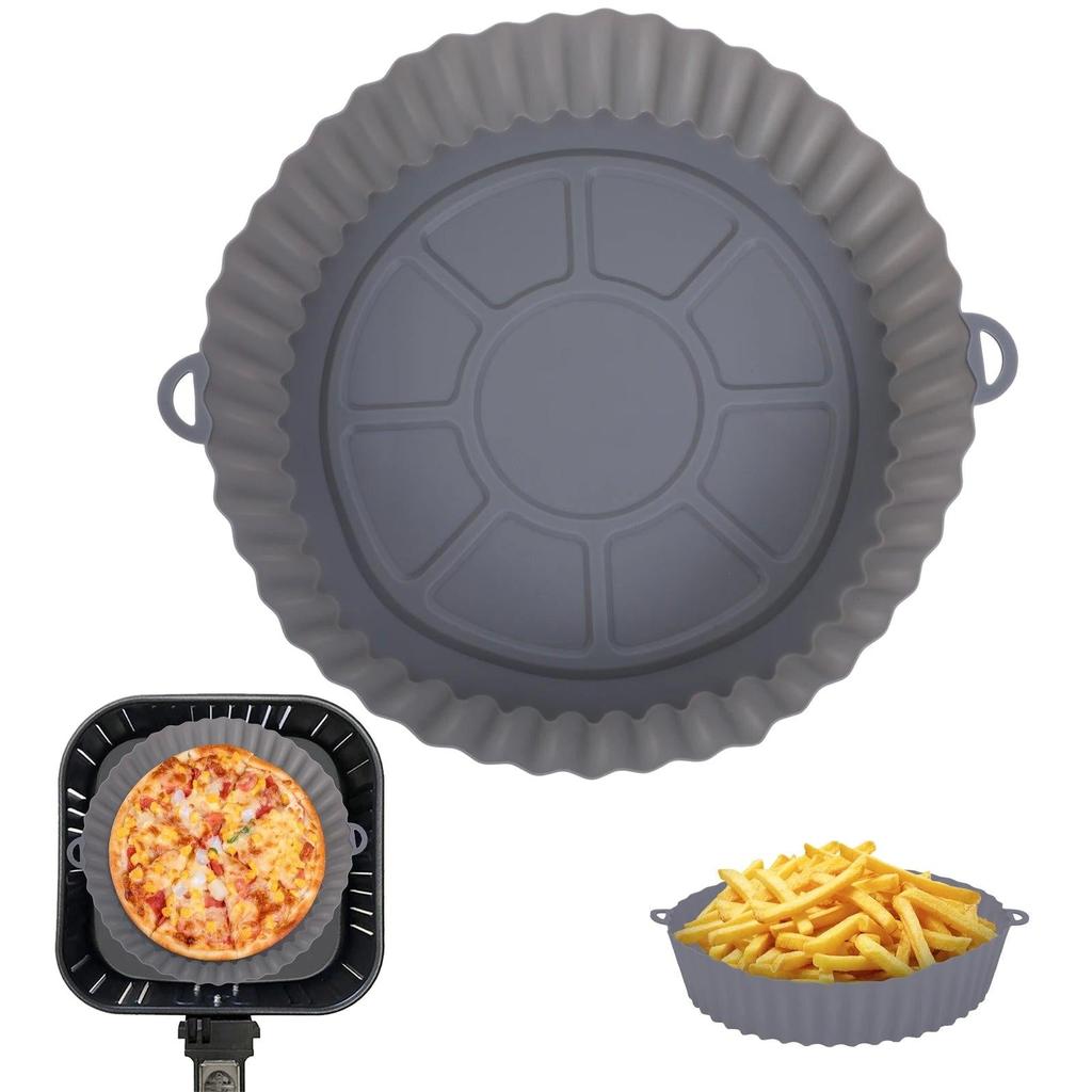 Reusable Silicone Air Fryer Tray with Handles gray-20cm by HitMyNeed