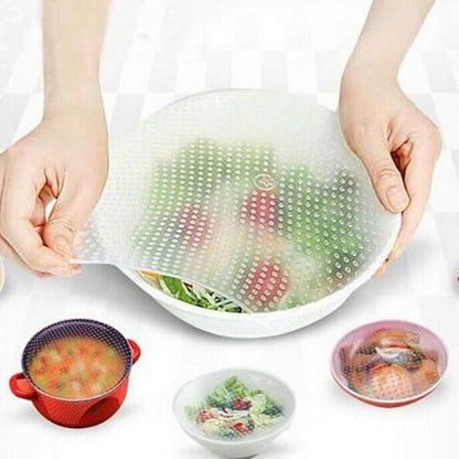 Reusable Silicone Bowl Covers Lid Set, 4 Pack by HitMyNeed