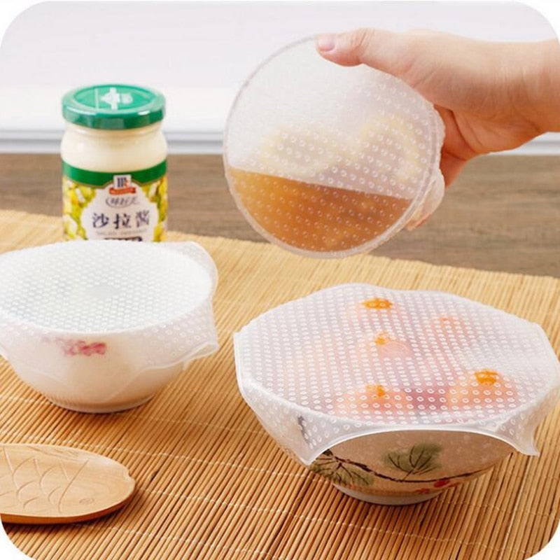 Reusable Silicone Bowl Covers Lid Set, 4 Pack by HitMyNeed