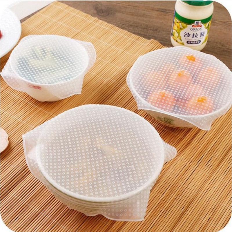 Reusable Silicone Bowl Covers Lid Set, 4 Pack by HitMyNeed