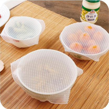 Reusable Silicone Bowl Covers Lid Set, 4 Pack by HitMyNeed