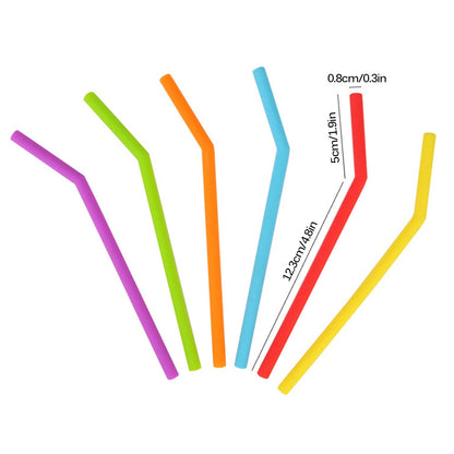 Reusable Silicone Drinking Straws Set (6 Pack) by HitMyNeed