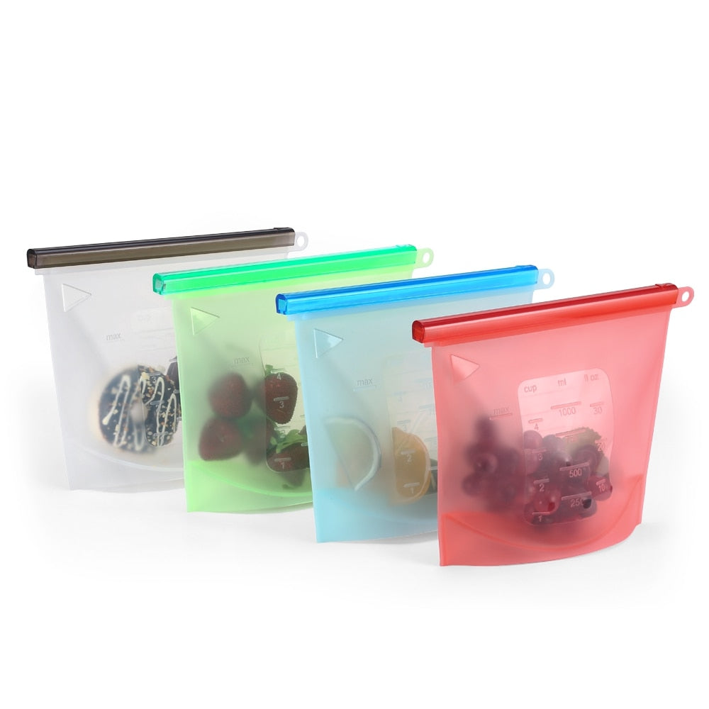 Reusable Silicone Freezer Bags Set, 8 Pack by HitMyNeed
