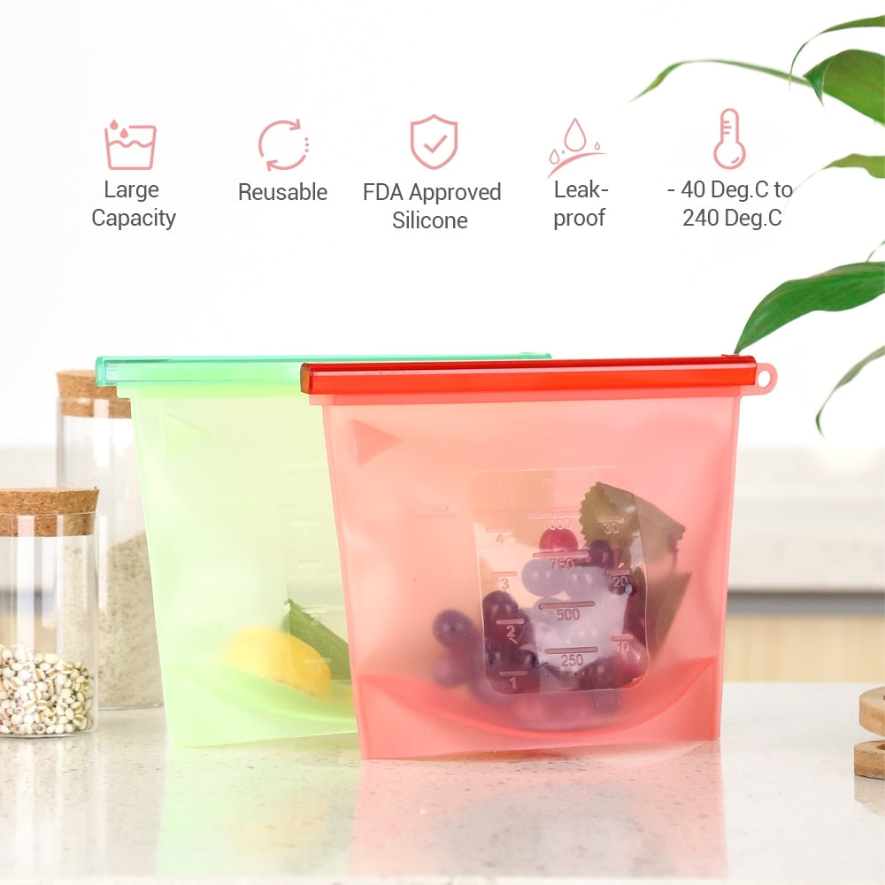 Reusable Silicone Freezer Bags Set, 8 Pack by HitMyNeed