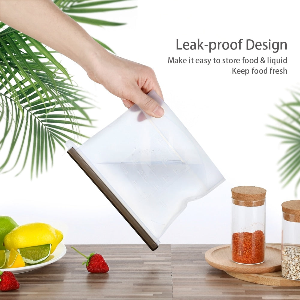 Reusable Silicone Freezer Bags Set, 8 Pack by HitMyNeed