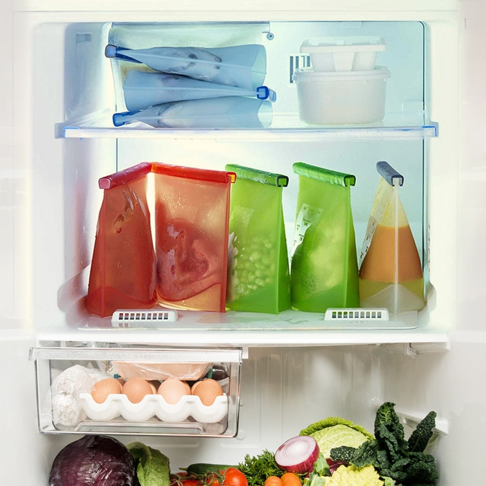 Reusable Silicone Freezer Bags Set, 8 Pack by HitMyNeed
