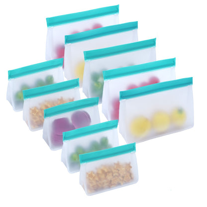 Reusable Silicone Freezer Food Bags (Set of 10) by HitMyNeed