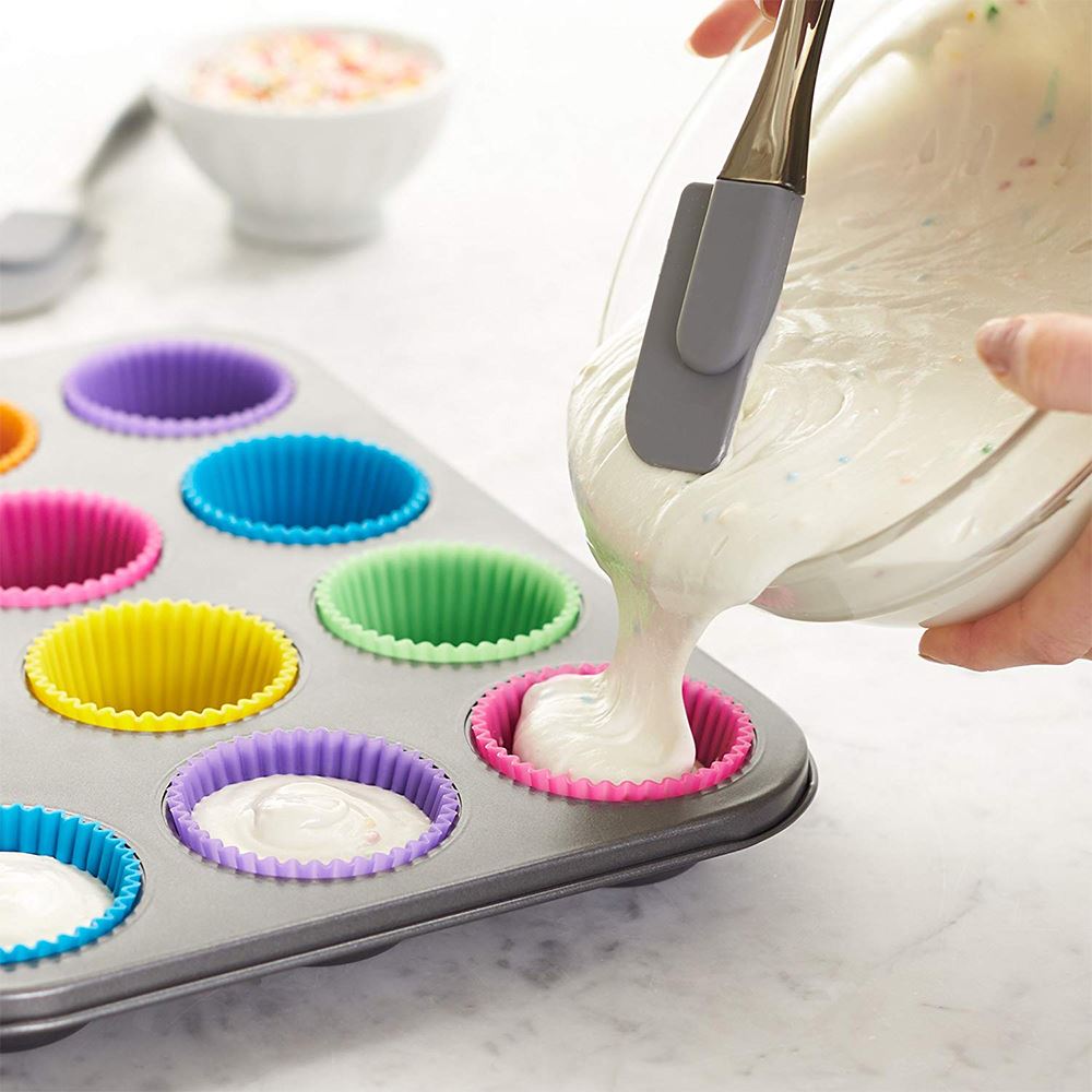 Reusable Silicone Muffin Cups Baking Liners (12 Pack) by HitMyNeed